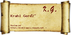 Krahl Gerő névjegykártya